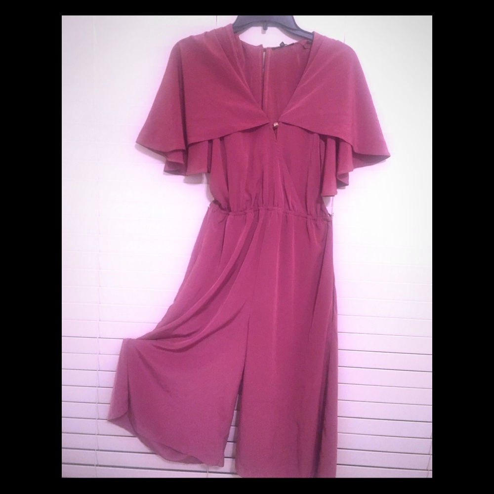 Dull pink River island Romper with a cape detail